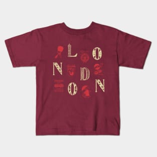 London Alphabets - Paper Brown Kids T-Shirt